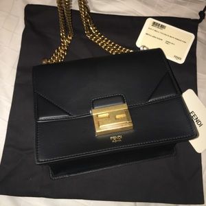 Fendi black leather Kan U Crossbody/Shoulder Bag